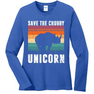 Save The Chubby Unicorns Rhino Lover Cool Gift Ladies Long Sleeve Shirt