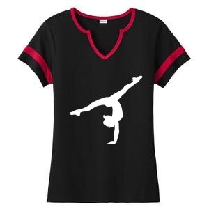 Silhouette Tumbling Cheer Gymnastics Gymnast Acrobatics Fan Gift Ladies Halftime Notch Neck Tee