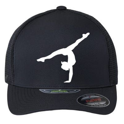 Silhouette Tumbling Cheer Gymnastics Gymnast Acrobatics Fan Gift Flexfit Unipanel Trucker Cap