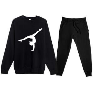 Silhouette Tumbling Cheer Gymnastics Gymnast Acrobatics Fan Gift Premium Crewneck Sweatsuit Set