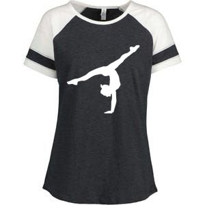 Silhouette Tumbling Cheer Gymnastics Gymnast Acrobatics Fan Gift Enza Ladies Jersey Colorblock Tee