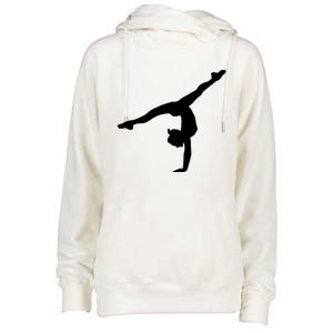 Silhouette Tumbling Cheer Gymnastics Gymnast Acrobatics Fan Gift Womens Funnel Neck Pullover Hood