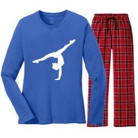 Silhouette Tumbling Cheer Gymnastics Gymnast Acrobatics Fan Gift Women's Long Sleeve Flannel Pajama Set 