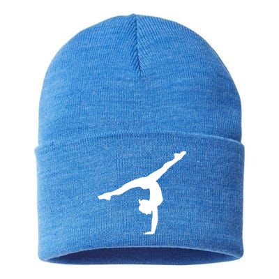 Silhouette Tumbling Cheer Gymnastics Gymnast Acrobatics Fan Gift Sustainable Knit Beanie