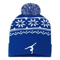 Silhouette Tumbling Cheer Gymnastics Gymnast Acrobatics Fan Gift USA-Made Snowflake Beanie