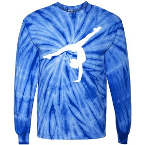 Silhouette Tumbling Cheer Gymnastics Gymnast Acrobatics Fan Gift Tie-Dye Long Sleeve Shirt