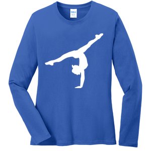 Silhouette Tumbling Cheer Gymnastics Gymnast Acrobatics Fan Gift Ladies Long Sleeve Shirt