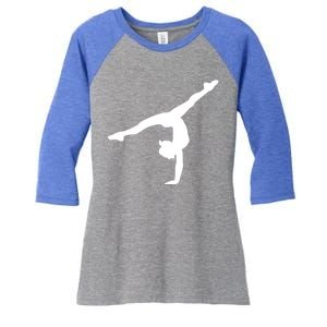 Silhouette Tumbling Cheer Gymnastics Gymnast Acrobatics Fan Gift Women's Tri-Blend 3/4-Sleeve Raglan Shirt