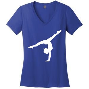 Silhouette Tumbling Cheer Gymnastics Gymnast Acrobatics Fan Gift Women's V-Neck T-Shirt