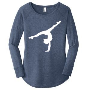 Silhouette Tumbling Cheer Gymnastics Gymnast Acrobatics Fan Gift Women's Perfect Tri Tunic Long Sleeve Shirt