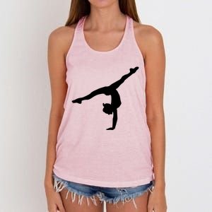 Silhouette Tumbling Cheer Gymnastics Gymnast Acrobatics Fan Gift Women's Knotted Racerback Tank