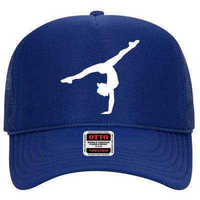 Silhouette Tumbling Cheer Gymnastics Gymnast Acrobatics Fan Gift High Crown Mesh Back Trucker Hat