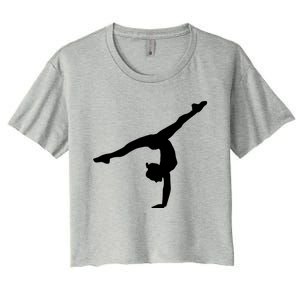 Silhouette Tumbling Cheer Gymnastics Gymnast Acrobatics Fan Gift Women's Crop Top Tee