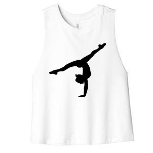 Silhouette Tumbling Cheer Gymnastics Gymnast Acrobatics Fan Gift Women's Racerback Cropped Tank