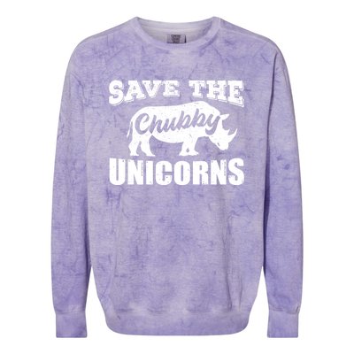 Save The Chubby Unicorns Rhino Lovers Rhinoceros Gift Colorblast Crewneck Sweatshirt