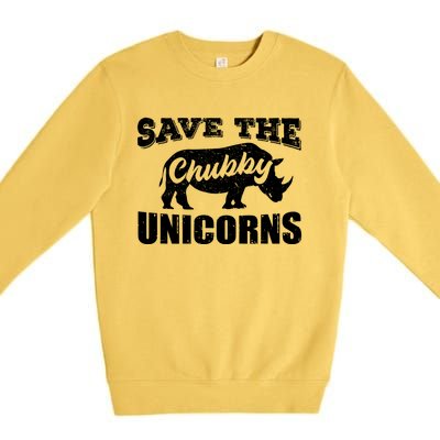 Save The Chubby Unicorns Rhino Lovers Rhinoceros Gift Premium Crewneck Sweatshirt