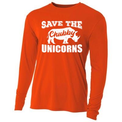 Save The Chubby Unicorns Rhino Lovers Rhinoceros Gift Cooling Performance Long Sleeve Crew