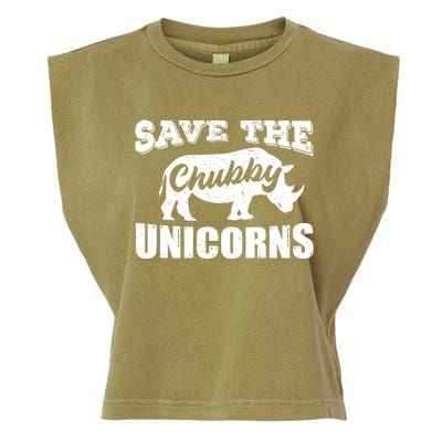 Save The Chubby Unicorns Rhino Lovers Rhinoceros Gift Garment-Dyed Women's Muscle Tee