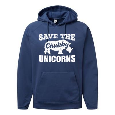 Save The Chubby Unicorns Rhino Lovers Rhinoceros Gift Performance Fleece Hoodie