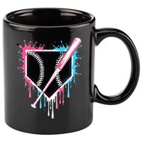 Sport Team Cool B.A.S.E.B.A.L.L Home Plate Drip With Sprinkles Drip 11oz C Handle Ceramic Mug