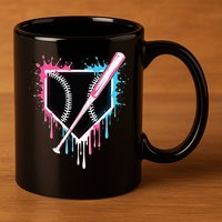 Sport Team Cool B.A.S.E.B.A.L.L Home Plate Drip With Sprinkles Drip 11oz C Handle Ceramic Mug