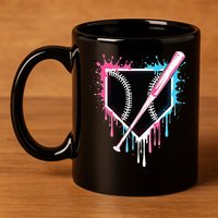 Sport Team Cool B.A.S.E.B.A.L.L Home Plate Drip With Sprinkles Drip 11oz C Handle Ceramic Mug