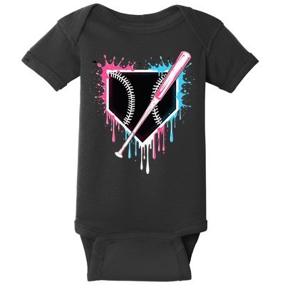 Sport Team Cool B.A.S.E.B.A.L.L Home Plate Drip With Sprinkles Drip Baby Bodysuit