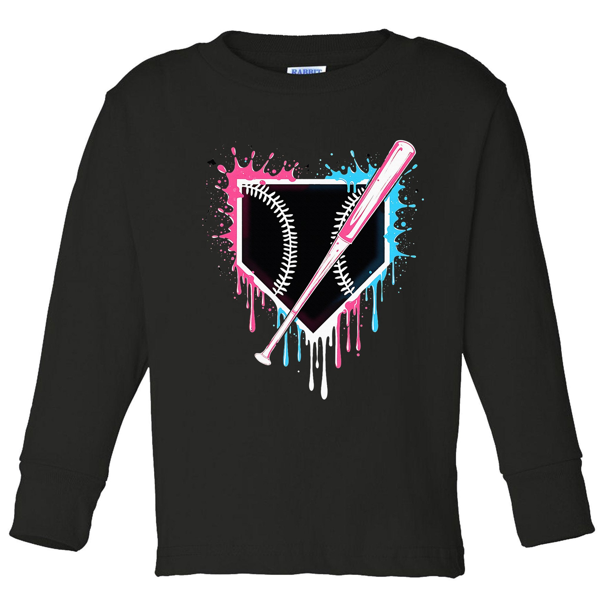 Sport Team Cool B.A.S.E.B.A.L.L Home Plate Drip With Sprinkles Drip Toddler Long Sleeve Shirt