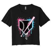 Sport Team Cool B.A.S.E.B.A.L.L Home Plate Drip With Sprinkles Drip Women's Crop Top Tee