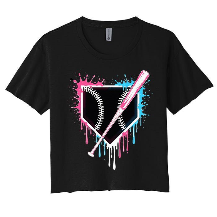 Sport Team Cool B.A.S.E.B.A.L.L Home Plate Drip With Sprinkles Drip Women's Crop Top Tee