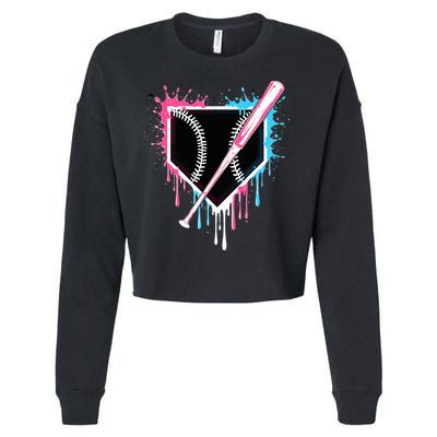 Sport Team Cool B.A.S.E.B.A.L.L Home Plate Drip With Sprinkles Drip Cropped Pullover Crew