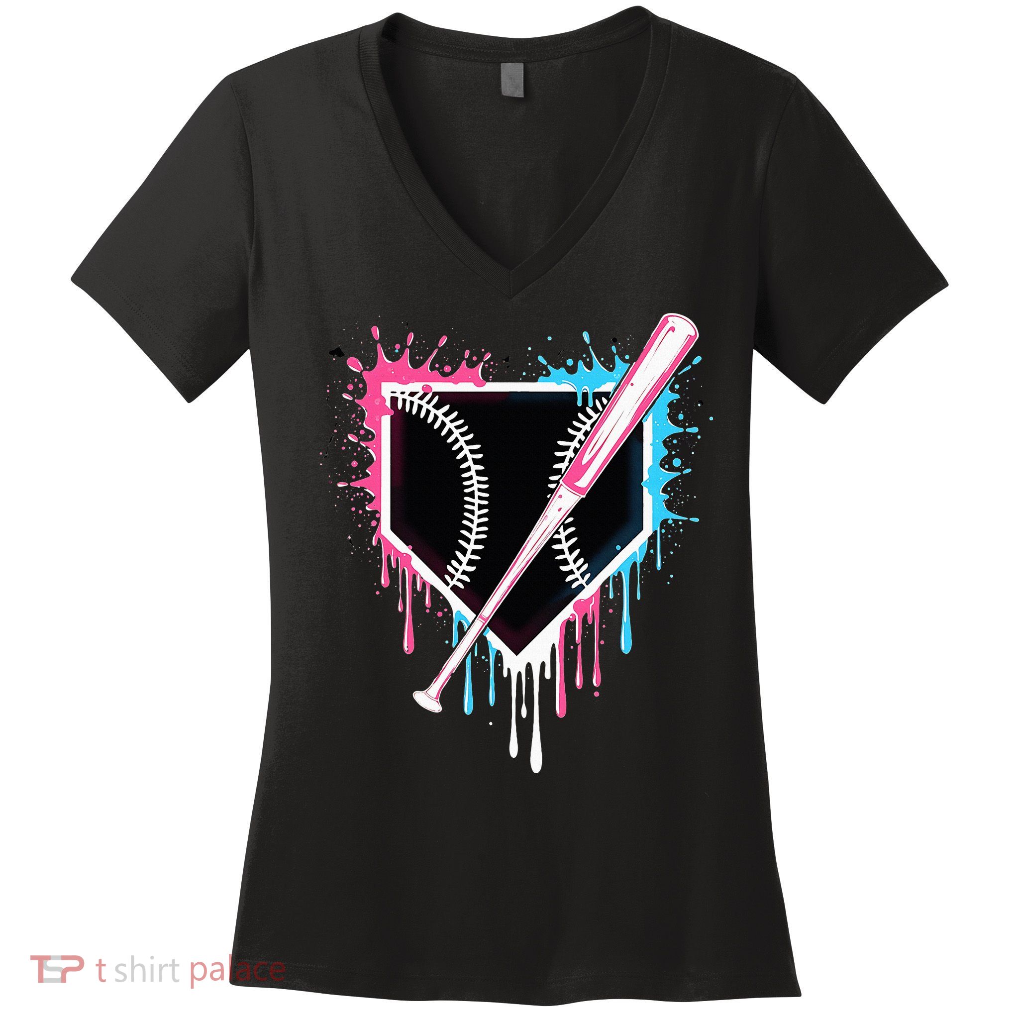 Sport Team Cool B.A.S.E.B.A.L.L Home Plate Drip With Sprinkles Drip Women's V-Neck T-Shirt