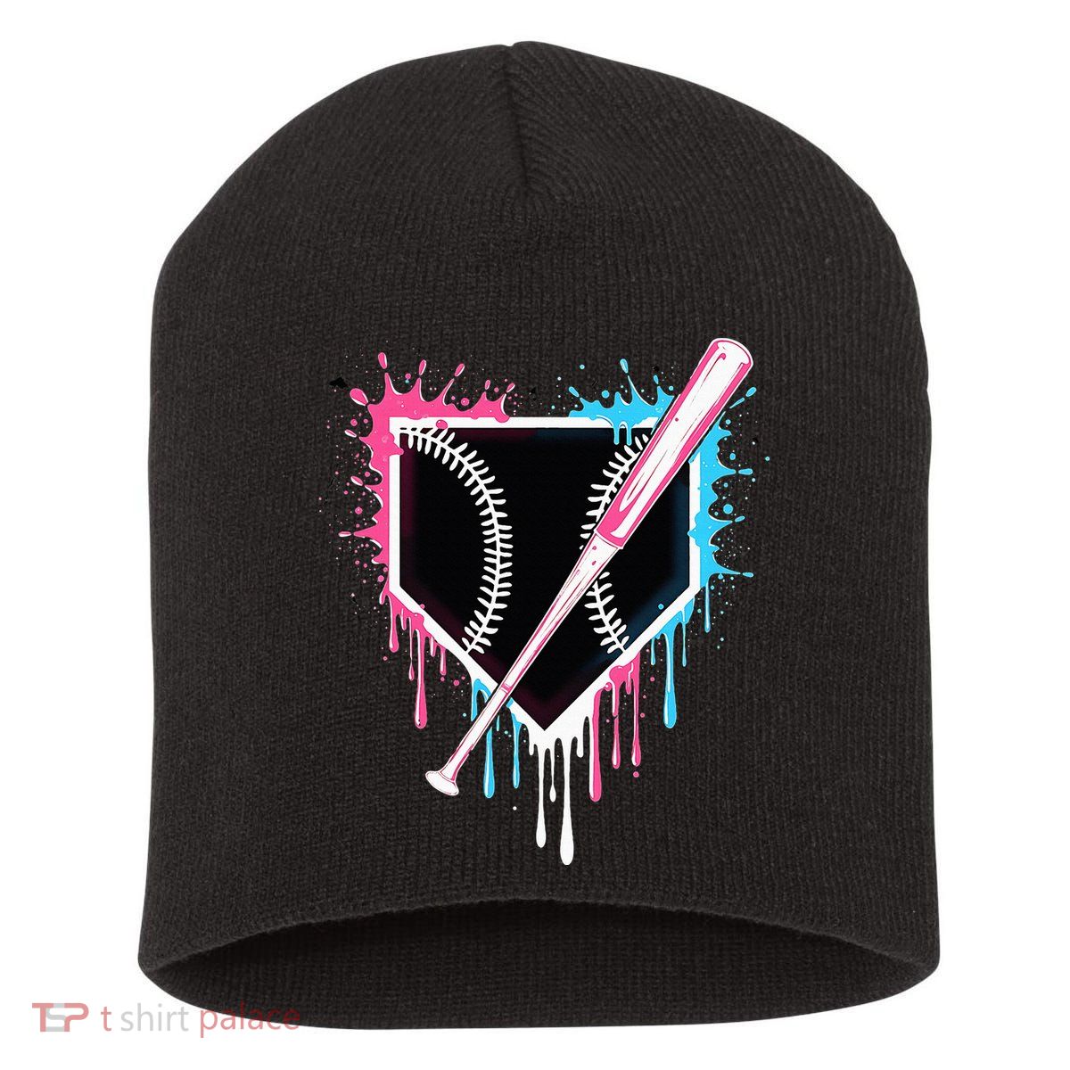 Sport Team Cool B.A.S.E.B.A.L.L Home Plate Drip With Sprinkles Drip Short Acrylic Beanie