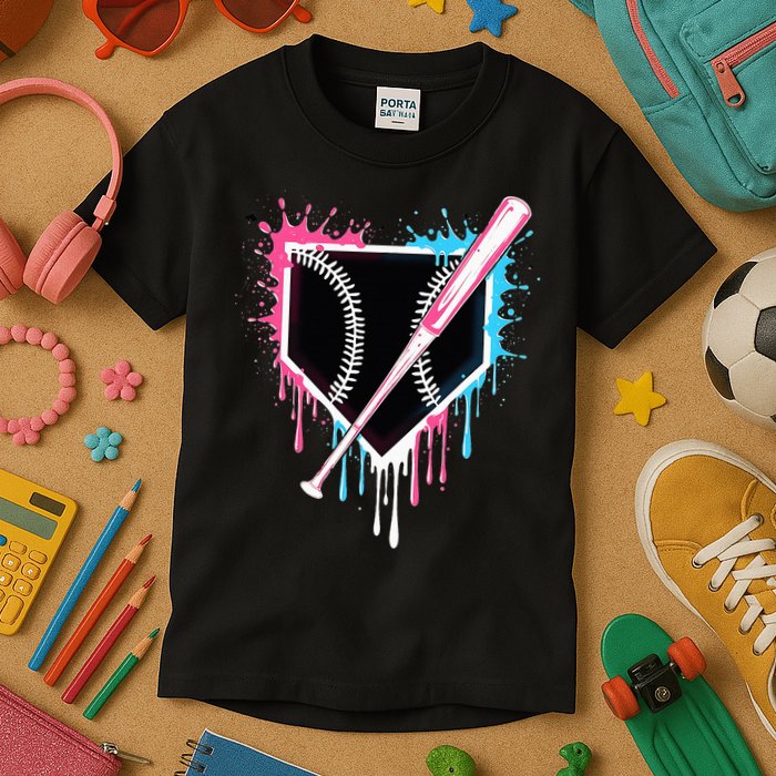 Sport Team Cool B.A.S.E.B.A.L.L Home Plate Drip With Sprinkles Drip Kids T-Shirt