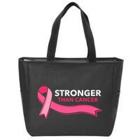 Stronger Than Cancer Pink Ribbon Zip Tote Bag