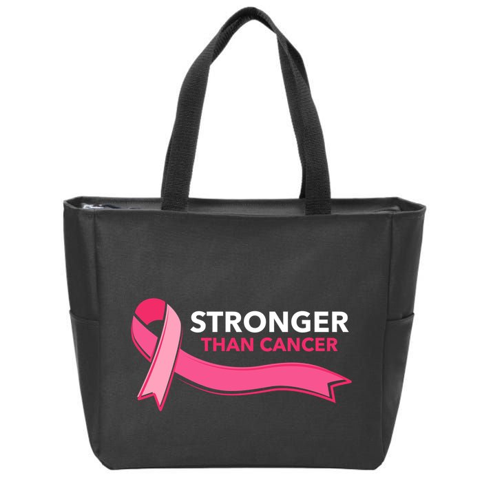 Stronger Than Cancer Pink Ribbon Zip Tote Bag