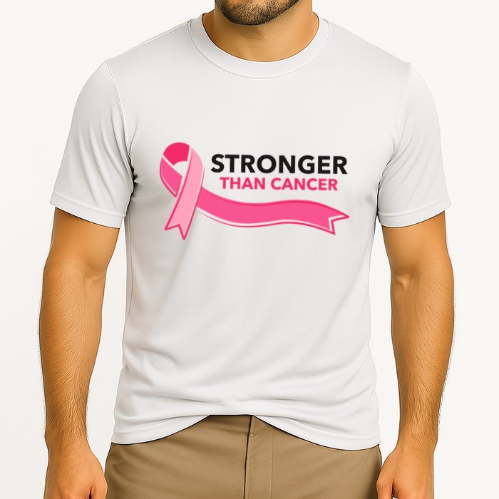 Stronger Than Cancer Pink Ribbon Cooling Performance Crew T-Shirt