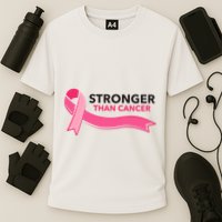 Stronger Than Cancer Pink Ribbon Cooling Performance Crew T-Shirt