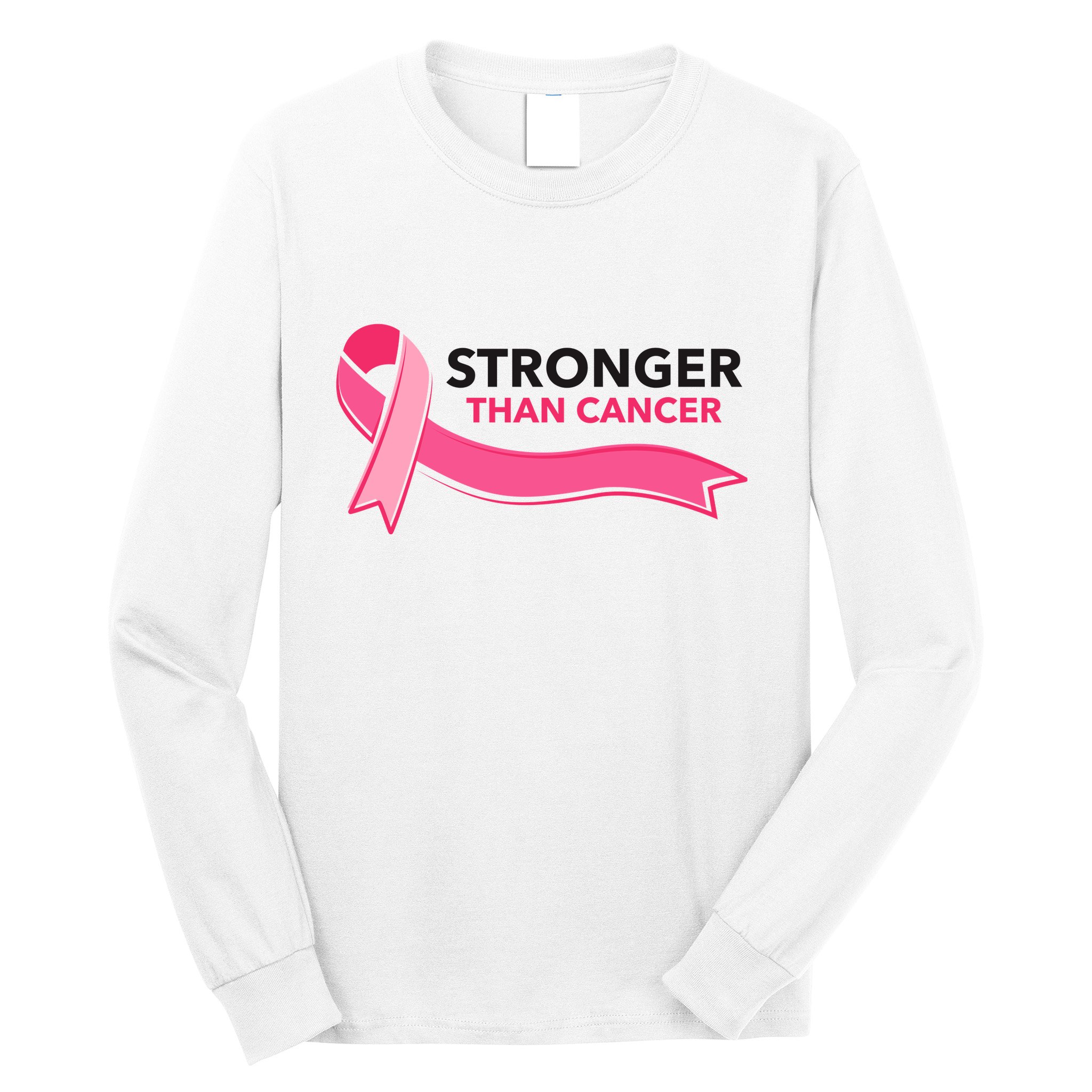 Stronger Than Cancer Pink Ribbon Long Sleeve Shirt