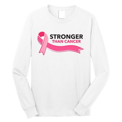 Stronger Than Cancer Pink Ribbon Long Sleeve Shirt