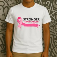 Stronger Than Cancer Pink Ribbon T-Shirt