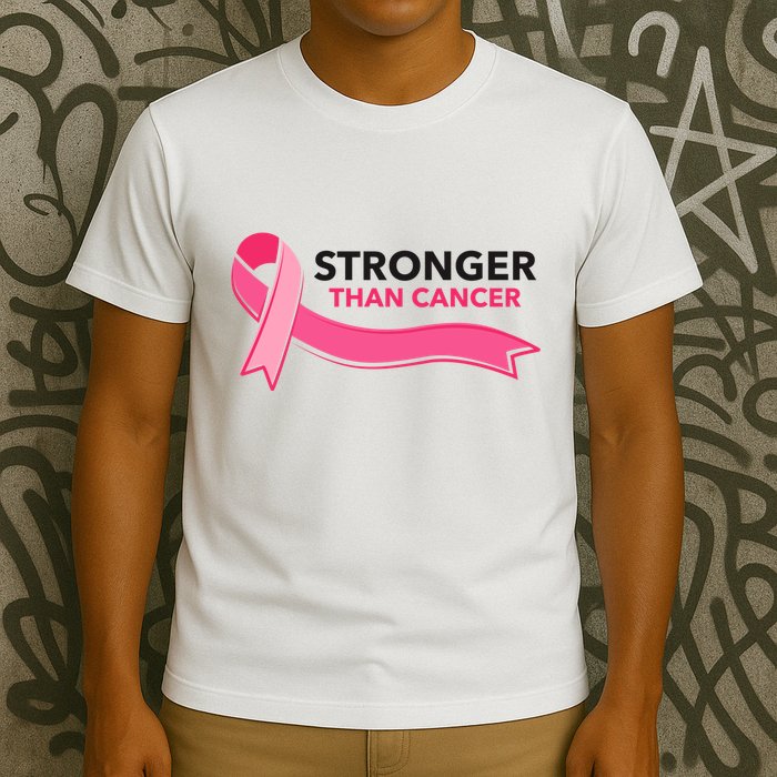 Stronger Than Cancer Pink Ribbon T-Shirt