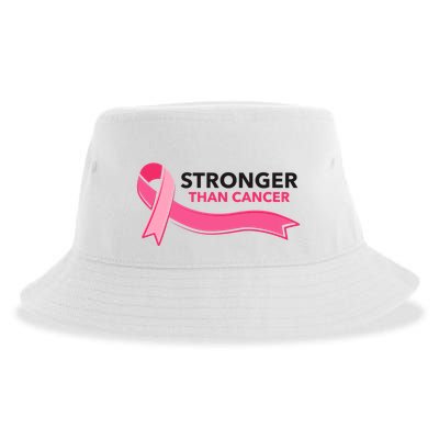 Stronger Than Cancer Pink Ribbon Sustainable Bucket Hat