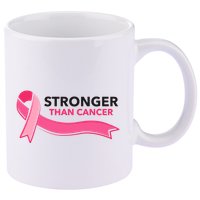 Stronger Than Cancer Pink Ribbon 11oz C Handle Ceramic Mug