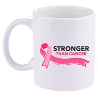 Stronger Than Cancer Pink Ribbon 11oz C Handle Ceramic Mug
