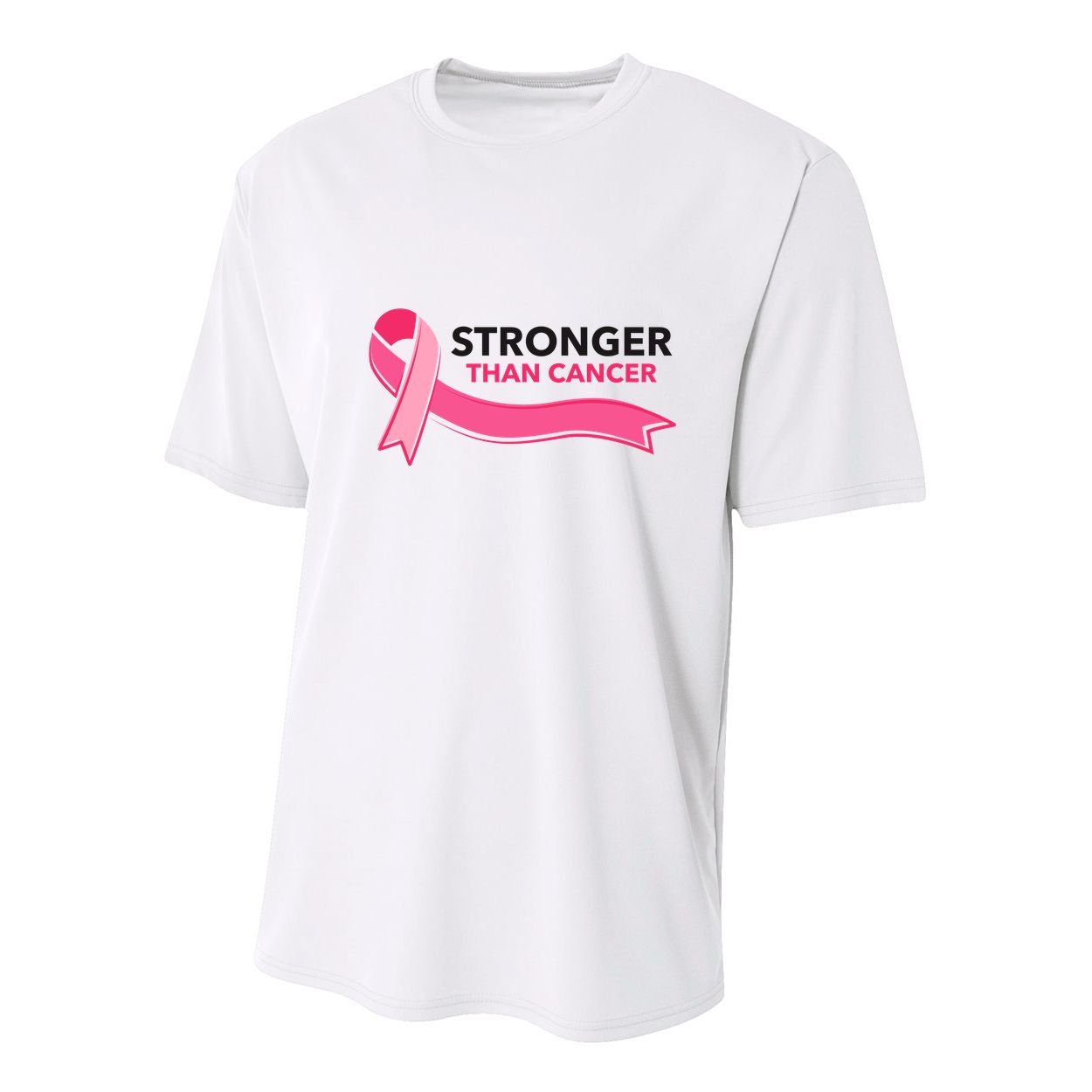 Stronger Than Cancer Pink Ribbon Youth Performance Sprint T-Shirt