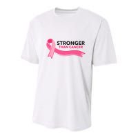 Stronger Than Cancer Pink Ribbon Youth Performance Sprint T-Shirt
