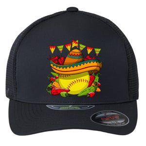 Softball Team Cinco De Mayo Tacos And Softball Flexfit Unipanel Trucker Cap