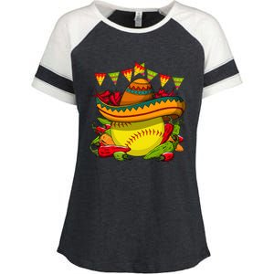 Softball Team Cinco De Mayo Tacos And Softball Enza Ladies Jersey Colorblock Tee