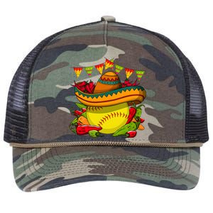 Softball Team Cinco De Mayo Tacos And Softball Retro Rope Trucker Hat Cap